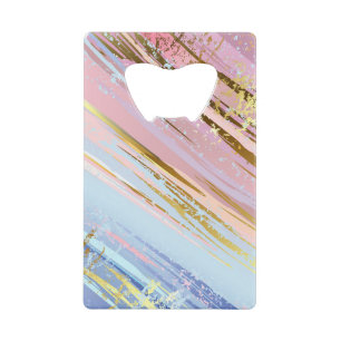 Getextureerde roze achtergrond kredietkaart flessenopener