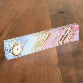 Getextureerde roze achtergrond naambordje (Zijkant)