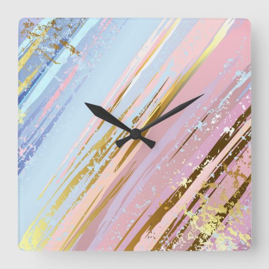 Getextureerde roze achtergrond vierkante klok (Voorkant)