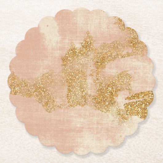 *~* Getextureerde Roze Gouden Glitter Distressed G Kartonnen Onderzetters (Voorkant)