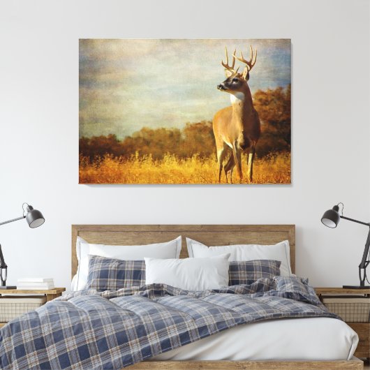 Getextureerde White-tailed Buck Canvas Print (Insitu (Slaapkamer))