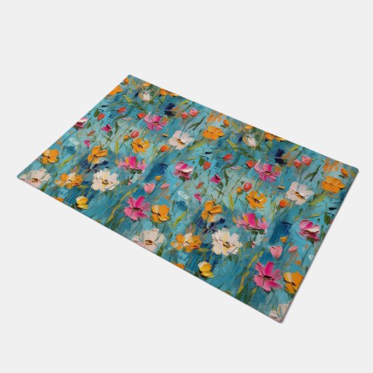 Getextureerde zomerbloemen 2 deurmat (Schuin)