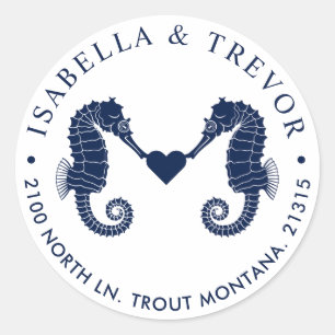 Getij van de liefde Dubbel Seahorse wit retourad Ronde Sticker