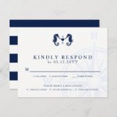 Getij van de liefde | Seahorse Thema Bruiloft RSVP (Voorkant / Achterkant)