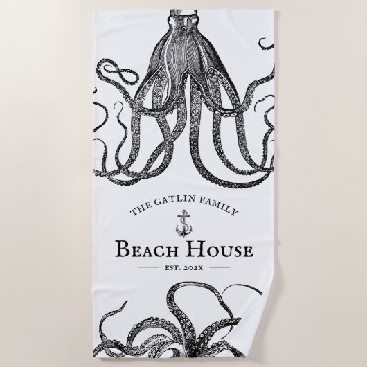 Getijden Tentakels | Octopus Theme Beach House Strandlaken (Voorkant)