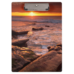 Getijdenpoelen bij zonsondergang, Californië Klembord