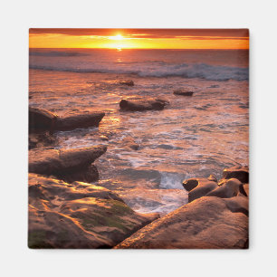 Getijdenpoelen bij zonsondergang, Californië Magneet
