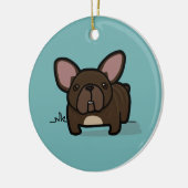 Getijgerde Frenchie Keramisch Ornament (Links)