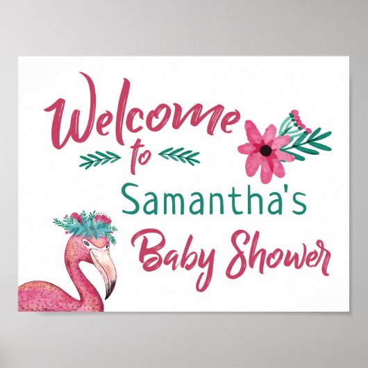 Getikt roze Baby shower Poster (Voorkant)