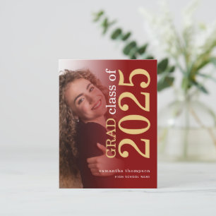 Getinte foto Maroon Gold 2025 Afstuderen Aankondigingskaart