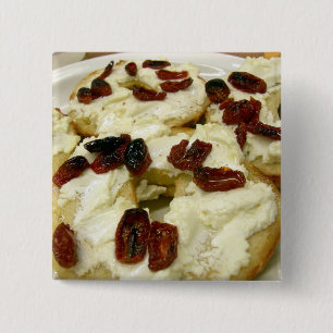 Getoste bagel met geitenkaas vierkante button 5,1 cm