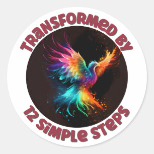 Getransformeerd door 12 Simpele Stappen - AA, NA,  Ronde Sticker