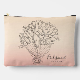 getrokken bloem boeket geel/rozeombre bruidsmeisje etui