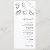 Getrokken champagne oesters Laten we eten witte br Menu (Voorkant)