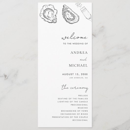 Getrokken Champagne Oesters Minimalistische Zeevru Programma (Voorkant)