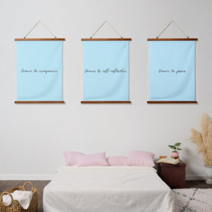 Getrokken op wandtapijtset van 3 in Ocean Blue met Hangend Wandkleed