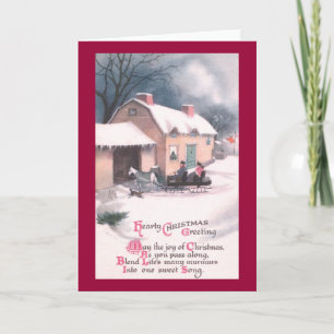 Getrokken paard Vintage Kerstmis van de Ar Feestdagen Kaart