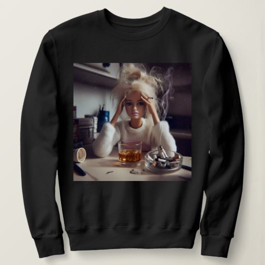 Getroublede Poppenmeme Roken & Drinken | Gen Z Trui (Design voorkant)
