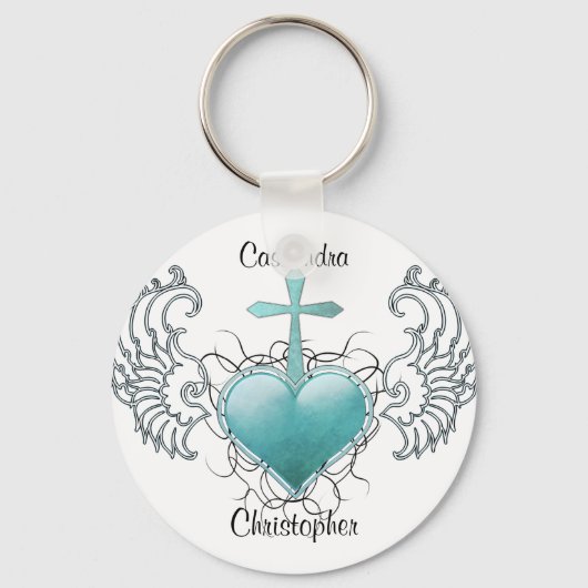 getrouw Crystal Blue Heart Sleutelhanger (Voorkant)