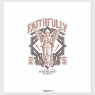 Getrouw Engel Vintage Gravure Christelijk T-Shirt Sticker