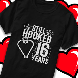 Getrouwd 16 jaar Gevist Grappig 16e Jubileum T-shirt