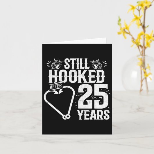 Getrouwd 25 jaar - Gevist paar - 25e bruiloft A Kaart (Gele Bloem)