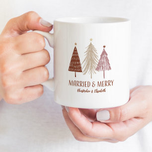Getrouwd Blij Eerste Kerstboom Vakantie Mijn Mevro Koffiemok