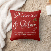 Getrouwd & Blij Kerstmis na eerste huwelijk Rood  Kussen (Deken)