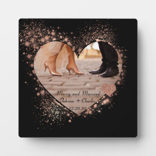 Getrouwd & Blij Roze Gouden Twinkelende Lichtjes F Fotoplaat