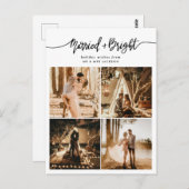 Getrouwd & Bright Script Vakantie Collage Foto Briefkaart (Voorkant / Achterkant)