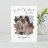 Getrouwd eerste kerstscript bruiloft kerst bedankkaart (Staand voorkant)