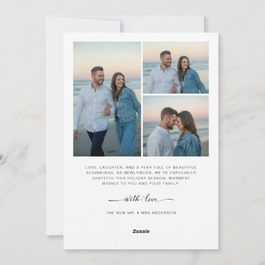 Getrouwd en Bright Pas getrouwd Christmas Beach Fo Feestdagenkaart (Achterkant)