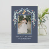 Getrouwd en Bright Pas getrouwd Kerstkaart (Staand voorkant)