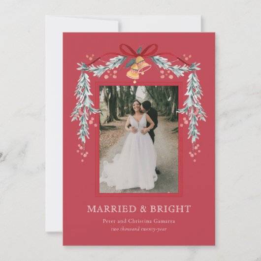 Getrouwd en Bright Pas getrouwd Kerstkaart (Voorkant)