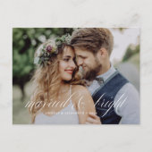 Getrouwd en Bright Script Pas getrouwd Vakantie Briefkaart (Voorkant)