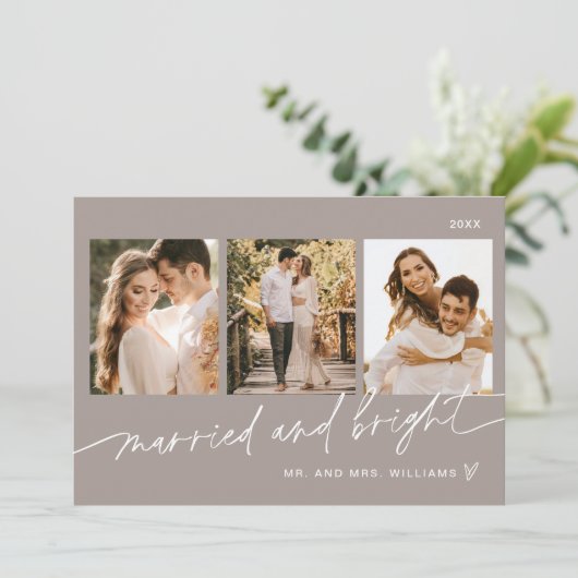 Getrouwd en helder bruiloft vakantie Kaart (Staand voorkant)