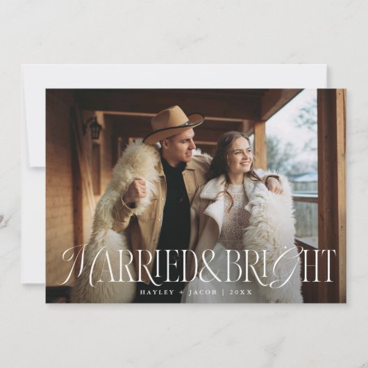 Getrouwd en Helder  Elegantie Bruiloft Feestdagenkaart (Voorkant)