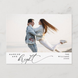 Getrouwd en helder, Modern Script Photo Holiday Briefkaart