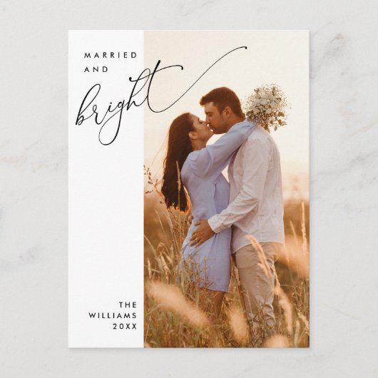 Getrouwd en helder, Modern Script Photo Holiday Briefkaart (Voorkant)