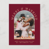 Getrouwd en Merry Arch Foto Bourgondië Kerstmis Feestdagenkaart (Voorkant)