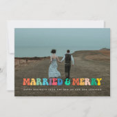 Getrouwd en Merry Retro 60s Hippie kerstkaart Kaart (Voorkant)