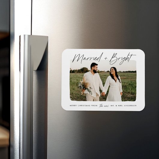 Getrouwd en Stralend Script Foto Magneet