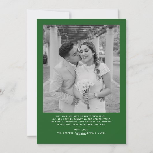 Getrouwd en vrolijk boog foto kerst Passen getrouw Feestdagenkaart (Achterkant)