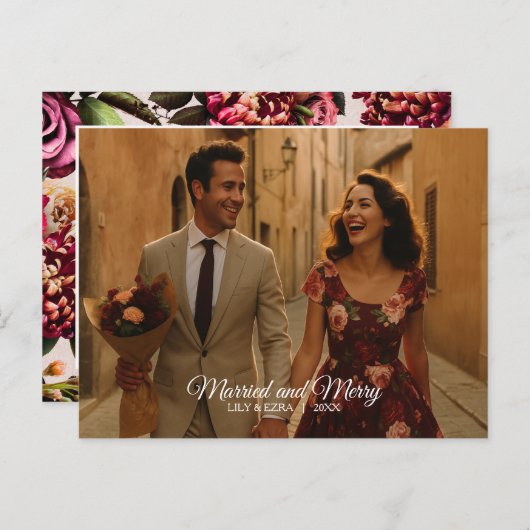 Getrouwd en vrolijk Briefkaart (Voorkant / Achterkant)