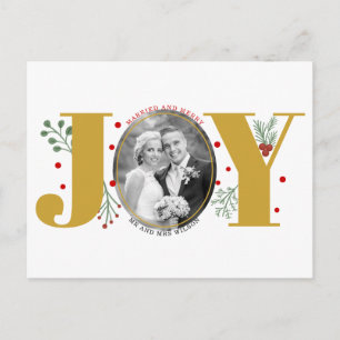 Getrouwd en Vrolijk goud JOY Kerstmis vakantie fot Briefkaart
