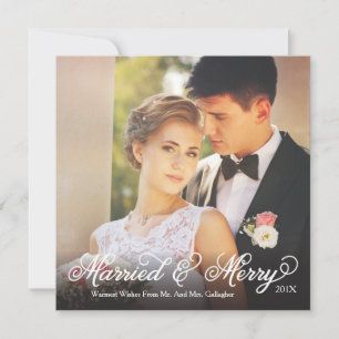 Getrouwd en vrolijk Gradient Square Holiday Kaart