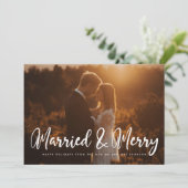 Getrouwd en Vrolijk Modern chique kerstkaart Kaart (Staand voorkant)