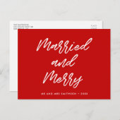 Getrouwd en vrolijk moderne typografie Kerstmis Briefkaart (Voorkant / Achterkant)