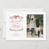 Getrouwd en vrolijk Multiphoto Eerste Kerst Kaart (Voorkant)