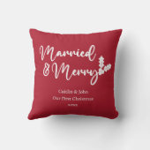 Getrouwd en Vrolijk Onze Eerste Kerstmis Pas getro Kussen (Achterkant)